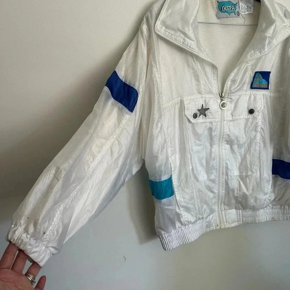 IXSPA 2000 White with Color blocks 80s Windbreaker, Size Medium - Picture 2 of 8